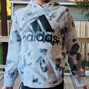 Adidas Black and Gray Camo Hoodie